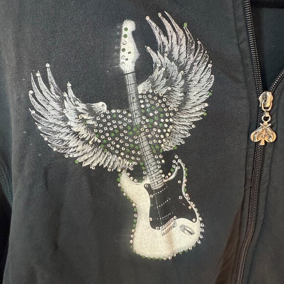 Rock & Roll Cowgirl Bling Full-Zip Hoodie Sweatshirt – Black – Size XXL (2X) - Picture 3 of 7